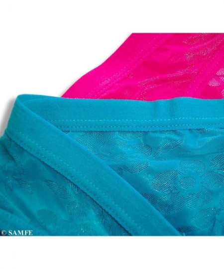 Panties Low-Rise Sheer Floral Bikini Panty- 2-Pack - Red/Turquoise - C611CRO8UD3