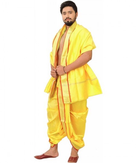 Sleep Sets Ready to Wear Dhoti and Angavastram Set with Golden Woven Border - Green Sheen - CV192Y275QG