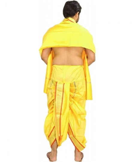 Sleep Sets Ready to Wear Dhoti and Angavastram Set with Golden Woven Border - Green Sheen - CV192Y275QG