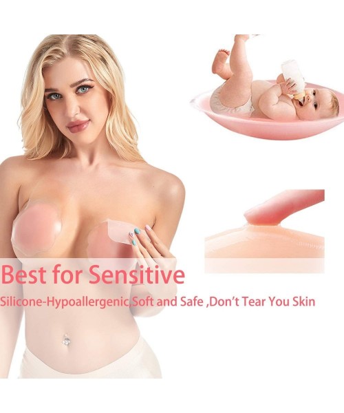 Accessories Adhesive Bra Silicone Pasties Breast Lift Tape Invisible Nippleless Covers 5.1inch - C518WXE8CLD