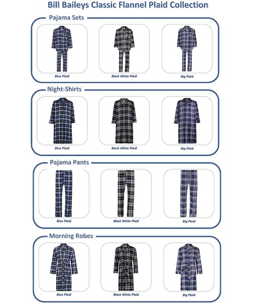 Sleep Tops Sleepwear Men's 100% Cotton Flannel Nightshirt Sleep Shirt - Blue Plaid - CP18GD4HSG3