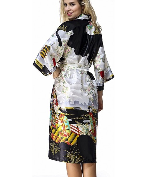 Robes Women's Satin Kimono Robe Sleepwear for Ladies Plus Size - Black - CD126NSAR9R