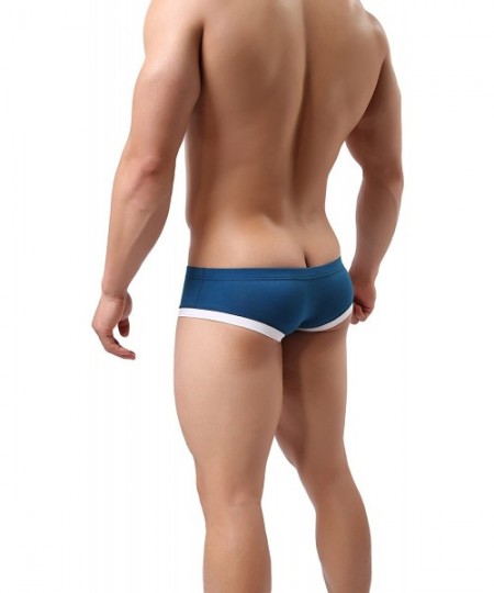 Trunks Underwear Super Low Rise Cotton Hipster Boxer Trunks- Mens- Six Colors - Seaport Blue - CA1202QWDOJ