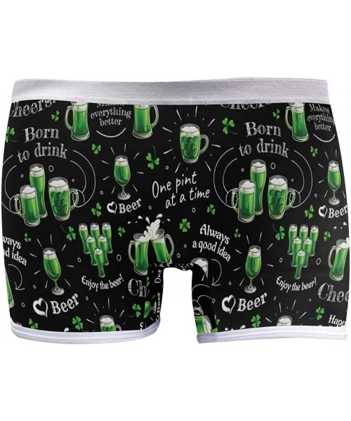 Panties Women's Soft Boy Short Marijuana Leaves Boxer Brief Panties - Saint Patrick's Day Green Beer - CE18T74QR57