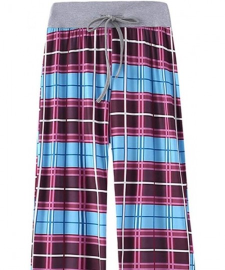 Bottoms Floral Print Wide Leg Pants Pajama Pants for Women - Sky Blue - C61943I9R53
