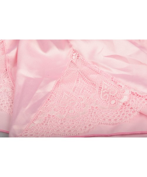 Sets Two Pieces Cami Set Womens Satin Sleepwear Pyjamas - Pink - C212MSXF6B1