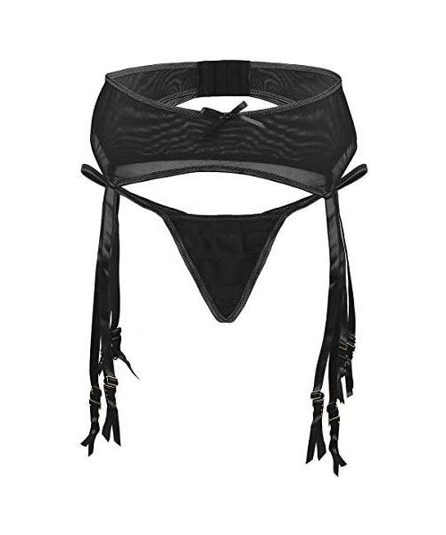 Garters & Garter Belts Women's Garter Belt/Suspender Belt with Straps Metal Clasp for Sexy Stocking Lingerie Sets - Black - C...