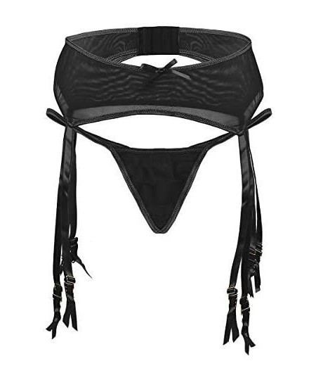 Garters & Garter Belts Women's Garter Belt/Suspender Belt with Straps Metal Clasp for Sexy Stocking Lingerie Sets - Black - C...