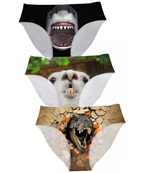 Panties Sexy Women Underwear Briefs Breathable Hipster Panty White Alpaca Print - 3 Pcs Animals 3 - CB18LU0SSSR