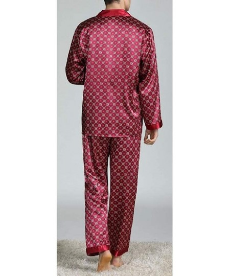 Sleep Sets Classic Fashion Mens Pajamas Cotton Satin Men Plus Size Soft Slim Fit Pajamas Set - 2 - CN199E7MWEO