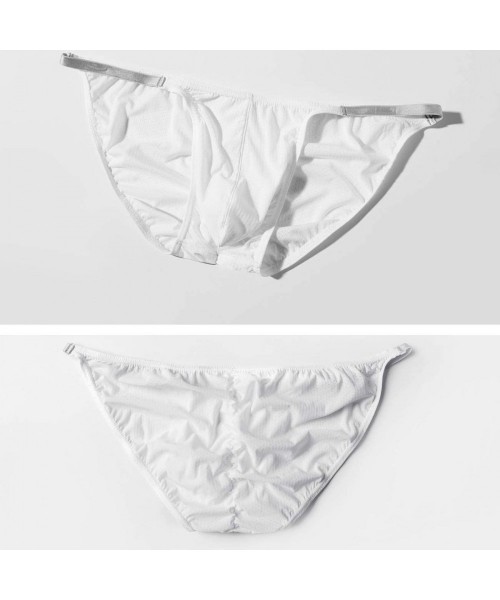 Briefs Men's Bikini Underwear Low Rise String Pouch Briefs - 3-pack White - CM19DEXSDKM