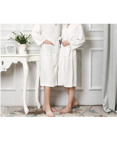 Robes Soft Kimono Bath Robe for Men Waffle Solid Night Winter Bathrobe Bridesmaid Robes - Gray Woman - CA18AQ6MN9E