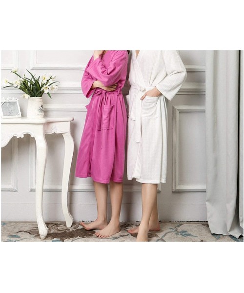 Robes Soft Kimono Bath Robe for Men Waffle Solid Night Winter Bathrobe Bridesmaid Robes - Gray Woman - CA18AQ6MN9E