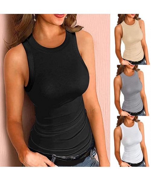 Camisoles & Tanks Tank Tops for Women Spaghetti Strap-Summer Casual V Neck Buttons Down Tie Front Sleeveless Crop Cami Tops C...