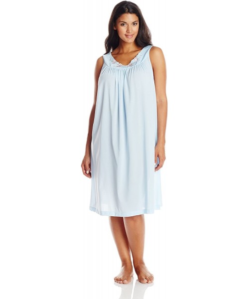 Nightgowns & Sleepshirts Women's Plus-Size Petals 40 Inch Sleeveless Waltz Gown - Blue - CZ11CO4SVA7