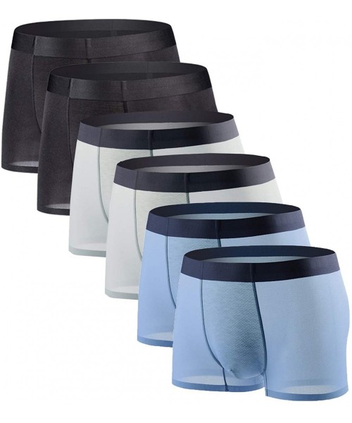 Boxer Briefs Mens Pack Breathable Boxer Briefs Ice Silk Cool Dry Ultra Thin Summer Underwear - Black2/Blue2/Gray2 - C31949AU8W5