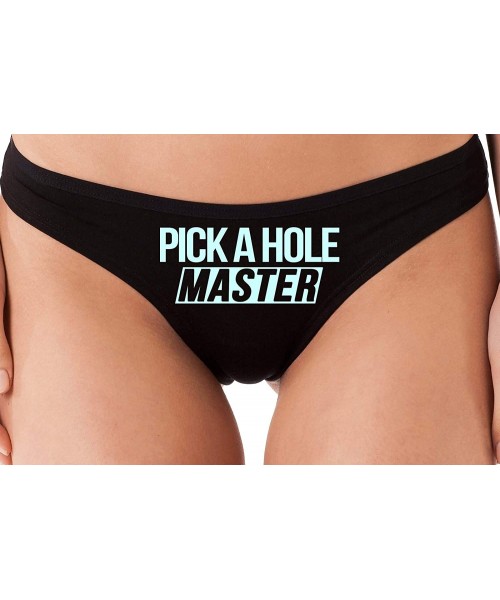 Panties Pick A Hole Master Mouth Ass Pussy Slut Black Thong Underwear - Baby Blue - CP1963SA8CU
