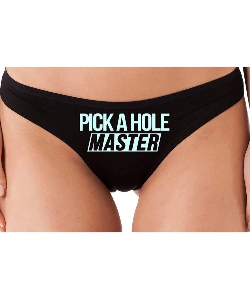 Panties Pick A Hole Master Mouth Ass Pussy Slut Black Thong Underwear - Baby Blue - CP1963SA8CU