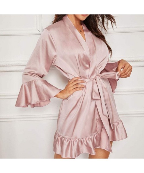 Bras Women Sexy Lace Lingerie Nightwear Underwear Sleepwear Pajamas - Pink - C418ZW523KU