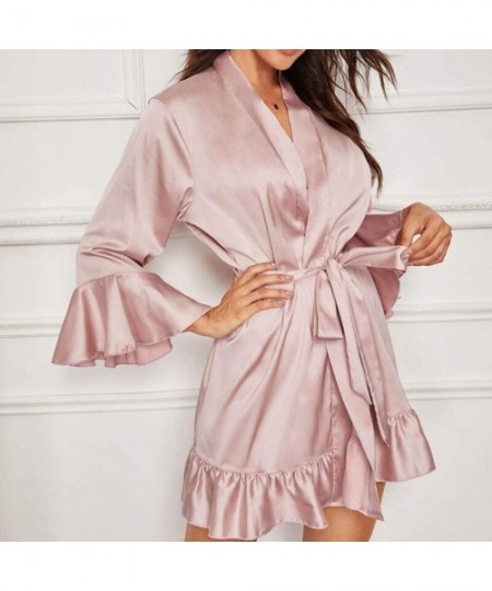 Bras Women Sexy Lace Lingerie Nightwear Underwear Sleepwear Pajamas - Pink - C418ZW523KU