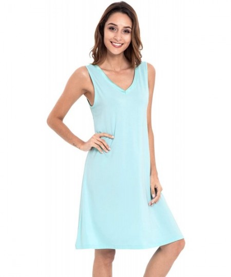 Nightgowns & Sleepshirts Womens Bamboo Nightgown Sleeveless Soft Nightdress - Green - CS12IUSXF5R