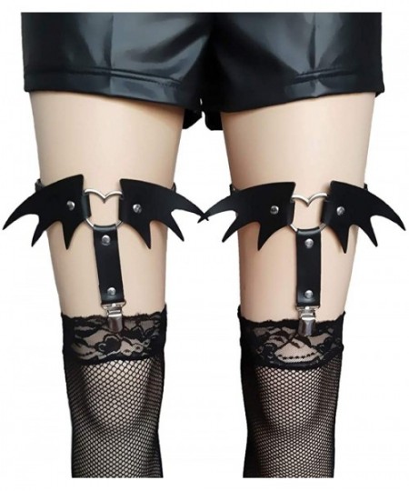 Garters & Garter Belts Women Girls Wings Leather Garter Belt Adjustable Heart Punk Gothic Leg Harness Suspenders 2pcs - Black...