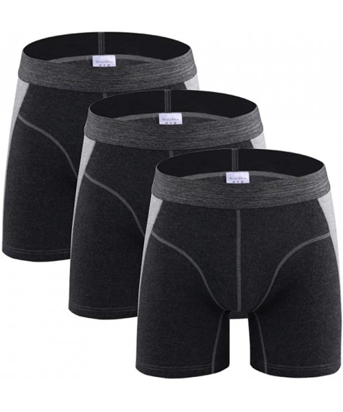 Boxer Briefs Premium 3-Pack Mens Boxer Briefs Short Leg Trunks Grey Underwear Everyday 95% Cotton Stretch - 3 Pack Dark Grey ...