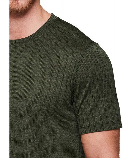 Undershirts Active Men's Athletic Performance Gym Workout Ventilated Mesh Short Sleeve Crewneck T-Shirt - S20 Dark Green - CB...