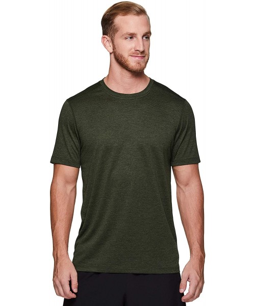 Undershirts Active Men's Athletic Performance Gym Workout Ventilated Mesh Short Sleeve Crewneck T-Shirt - S20 Dark Green - CB...