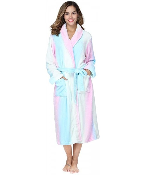 Robes Fleece Robes for Women Plush Soft Warm Long Bathrobe with Pockets - Rainbow - CM18TL7CIO6