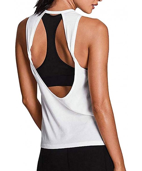 Thermal Underwear Women Workout Tops Sports Gym Yoga Shirt Gym Clothes Sports Vest(Wine-M) - D-white - CX195ICOAMD