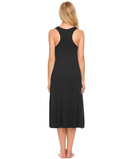 Nightgowns & Sleepshirts Nightshirt for Women Plus Size O-Neck Calf Length Sleepwear - Black - C3188UOXDEQ