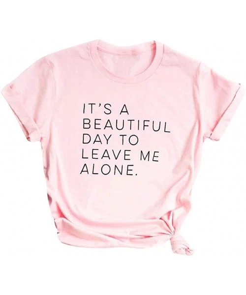 Shapewear Women's T-Shirt Cute Letter Print Short Sleeve Tee Top Funny Graphic T-Shirt - Pink - CJ196RLRG4L
