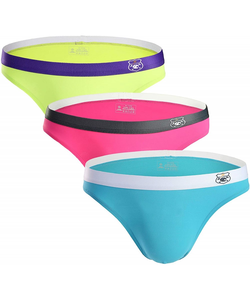 Shapewear Close-fits Men's Underwear Briefs Bikini- Pouch Low-Waist Underwear - Pink / Sky Blue / Yellow - CM18EDC498Y