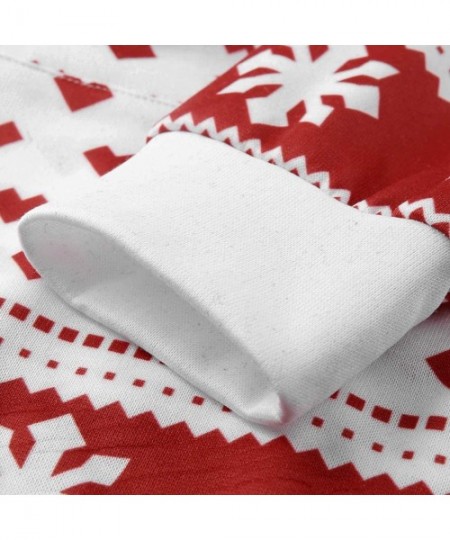 Bras Women's Christmas Reindeer Hoodie Snowflake Drawstring Pullover Sweatshirts with Pocket - Red - CQ192HW9AKR