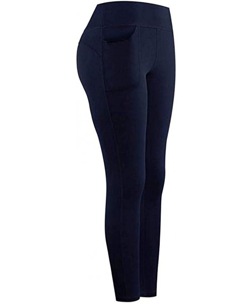 Bottoms Women's Comfy Stretch Floral Print High Waist Drawstring Wide Leg Pants Pajama Sleep Yoga Casual Pants - Navy 1 - CW1...