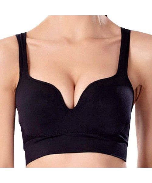 Bras Women's Yoga Crop Top Sports Bra with NOT Removable Adding Volume Pads Breathable Race Back - Black - CY193MRHL55