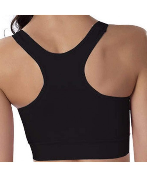 Bras Women's Yoga Crop Top Sports Bra with NOT Removable Adding Volume Pads Breathable Race Back - Black - CY193MRHL55