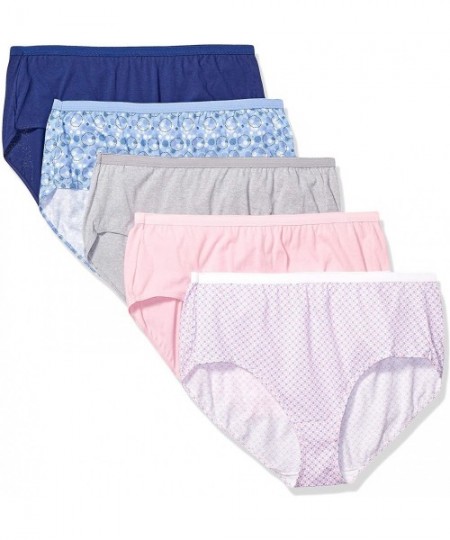 Panties Women's Cotton Brief Panty 5-Pack - Blue/Pink Assortment - CX18I8UHIYW