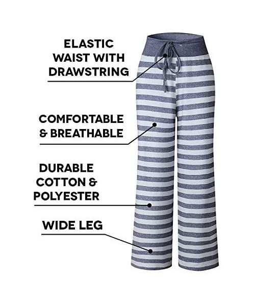 Bottoms Just Breathin Women's Lounge Pants | Comfy Wide Leg Pajama Pants for Women - Grey & White Stripe - CL19C588G2W