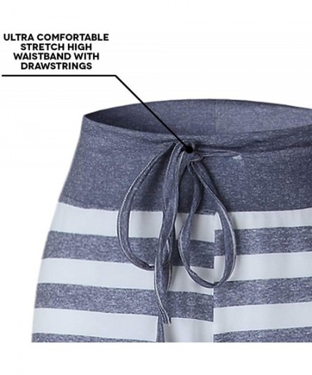 Bottoms Just Breathin Women's Lounge Pants | Comfy Wide Leg Pajama Pants for Women - Grey & White Stripe - CL19C588G2W