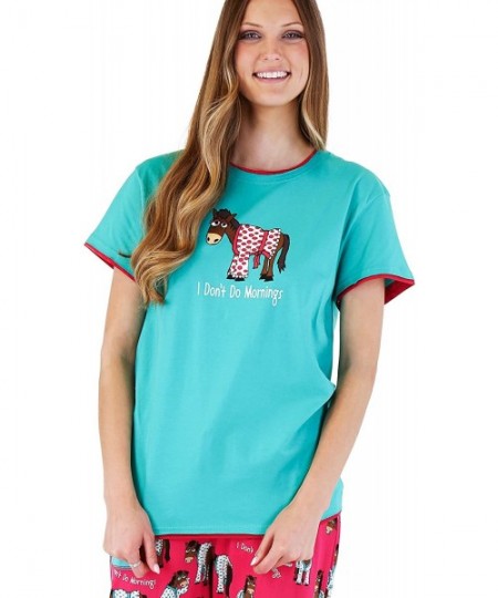 Tops Pajamas for Women- Cute Pajama Pants and Top Set- Separates - I Don't Do Mornings Womens Pajama Shirt - C718T3GZG2X