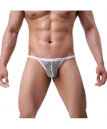 G-Strings & Thongs Men's Underwear Pants Sexy Transparent Large Mesh Pants - White - CJ18TQCDCGI