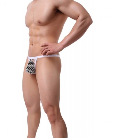 G-Strings & Thongs Men's Underwear Pants Sexy Transparent Large Mesh Pants - White - CJ18TQCDCGI