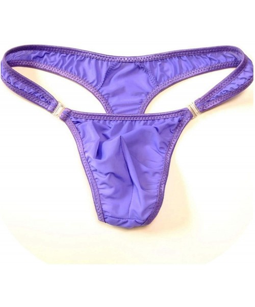 G-Strings & Thongs 2019 Hot Translucent Men Nylon Thongs Sexy on Bikini Briefs G Strings/Jocks/Tanga/T Back Underwear - Purpl...