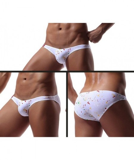 Briefs Mens Sexy Colorful Dot Printing Briefs Soft Breathable Bulge Pouch Underwear - White - CI18RDA2ND4