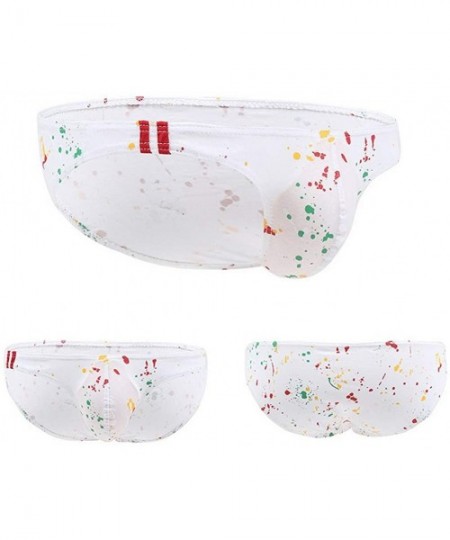 Briefs Mens Sexy Colorful Dot Printing Briefs Soft Breathable Bulge Pouch Underwear - White - CI18RDA2ND4