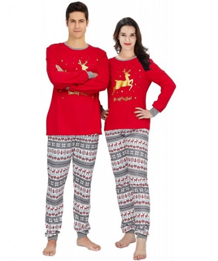 Sleep Sets Family Matching Christmas Pajamas Set Top and Long Pants Sleepwear Homewear PJ Sets - Santa's Deer - CJ18A4OQN5K
