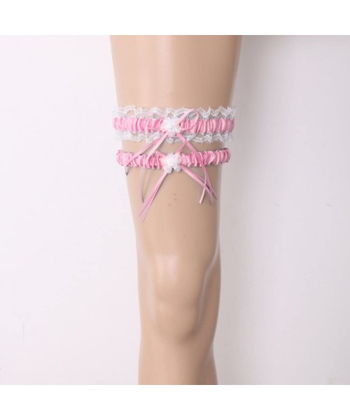 Garters & Garter Belts Wedding Bridal Garter Set Toss Garter Thigh Ring Keepsake Gift Wedding Favours - Pink - CG18YKHAKYY