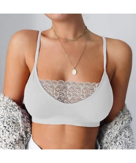 Camisoles & Tanks Women's Sexy Elastic Breathable Stretchy Camisole Tank Tops Bra Lace Bustier - White - CK1958H3GLN